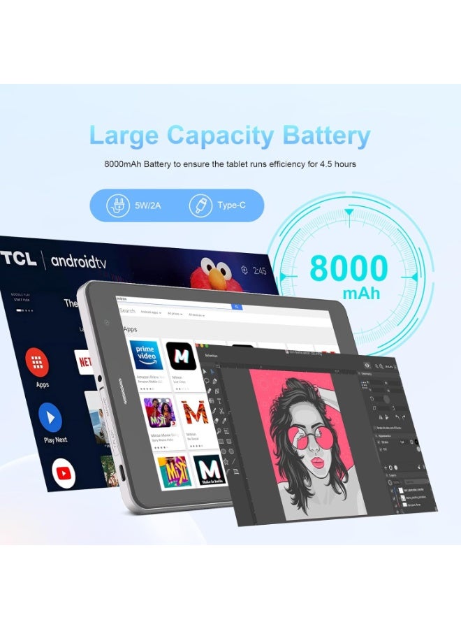 ريبنيو تابلت 8 بوصة، أندرويد 14.0، معالج ثماني النواة، ذاكرة وصول عشوائي 8 جيجابايت، ذاكرة قراءة فقط 512 جيجابايت، مع شريحة اتصال 5G LTE، شاشة IPS عالية الدقة 1280 * 800، كاميرا مزدوجة 5 ميجابكسل + 8 ميجابكسل، CM817 Pro Max - Image 5