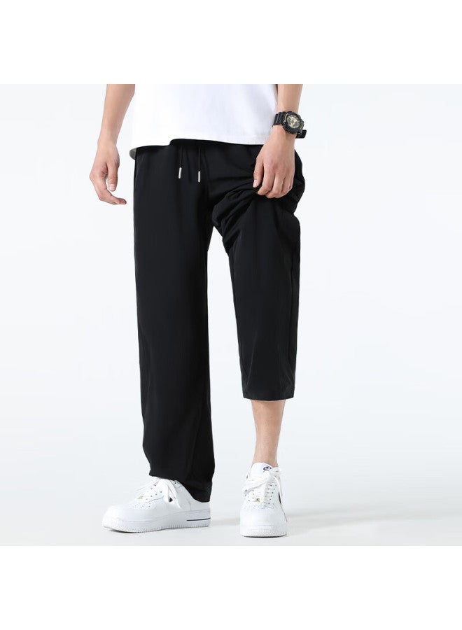 Mingchuang Youpin Mingchuangyoupin Curved Knife Pants For Men, Summer Straight-leg Loose-fit Trousers, Casual Pants, Thin Breathable Versatile Men's Pants Z, Black, 2XL - Image 5