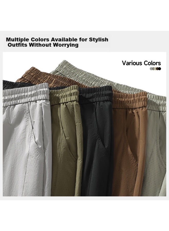 Mingchuang Youpin Mingchuangyoupin Curved Knife Pants For Men, Summer Straight-leg Loose-fit Trousers, Casual Pants, Thin Breathable Versatile Men's Pants Z, Black, 2XL - Image 4