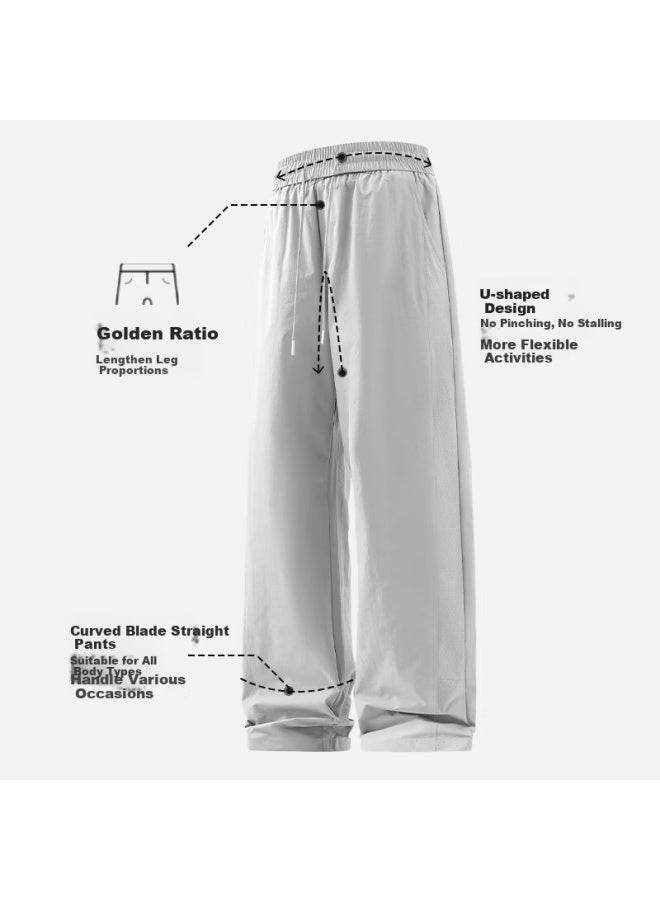 Mingchuang Youpin Mingchuangyoupin Curved Knife Pants For Men, Summer Straight-leg Loose-fit Trousers, Casual Pants, Thin Breathable Versatile Men's Pants Z, Black, 2XL - Image 3