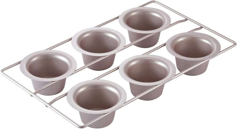 chefmade Popover Cake Pan, 6-Cavity Non-Stick Yorkshire Muffin Cupcake Pan Bakeware for Oven Baking (Champagne Gold) - Image 1
