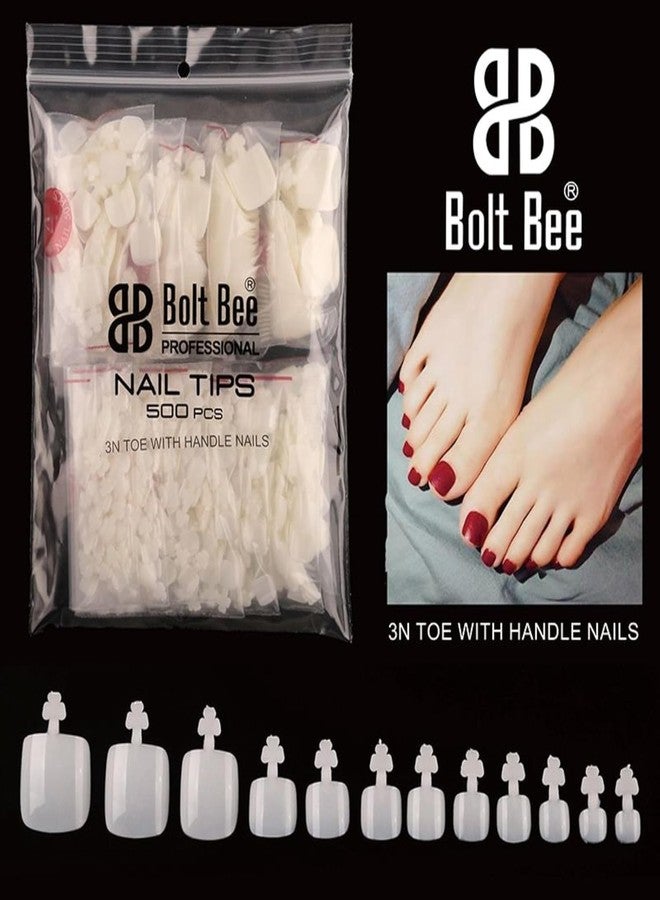 Brille Bee Acrylic Nail Tips - 500 Pieces False Nails for Extension, Professional Nail Art Salon Manicure Set (Natural, 3 Toe) - Image 4