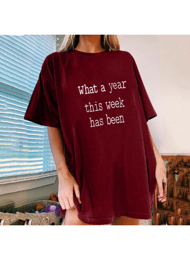 Spring And Summer New Print Round Neck Casual Short Sleeve Loose Fit Large Size - Image 1