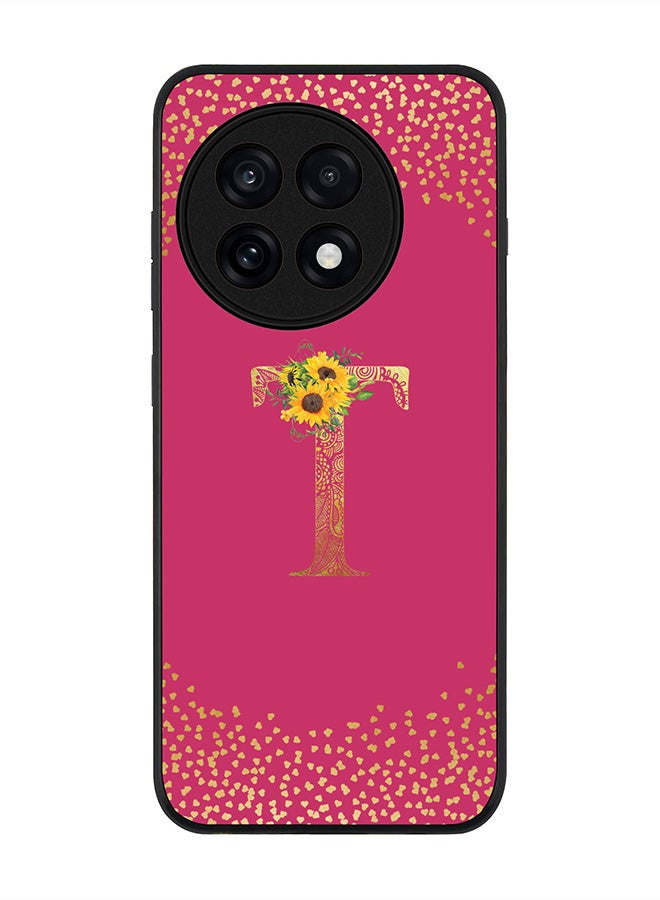 Stylizedd For OnePlus 13R / Ace 5 Pro Case,Slim fit Camera Protection, Shockproof Thin Phone cover  - Custom Floral Monogram - T ( Deep Pink )