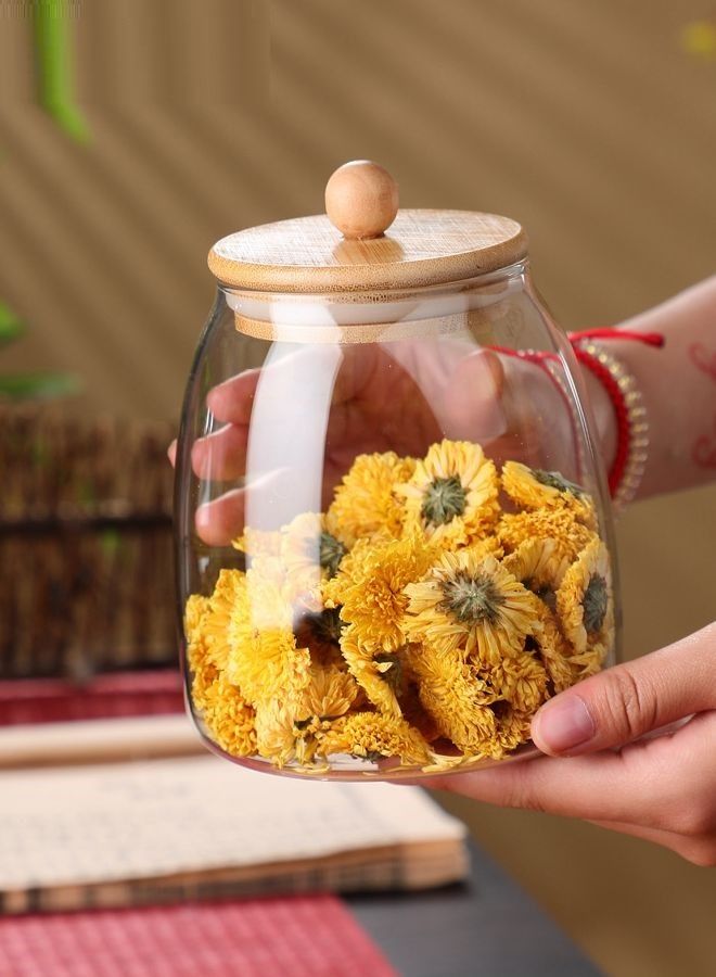 Glass Jar With Airtight Bamboo Lid Coffee Bean Jar Container Storage For Kitchen Storage Candy Bottle 800mL  - Image 2