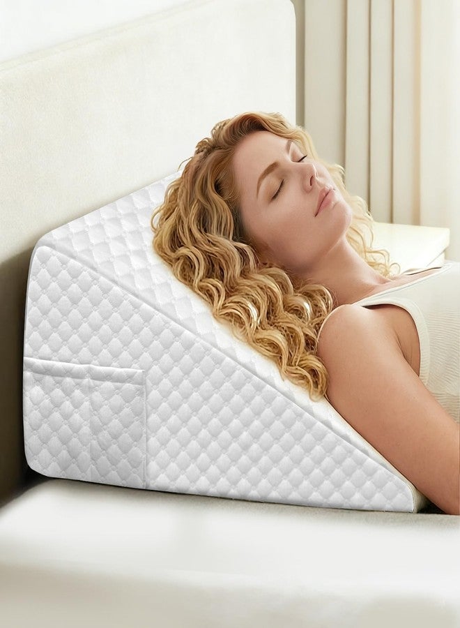 OAISZ Wedge Pillow, 10 Inch Bed Wedge Pillow for Headboard, After Surgery, Sleeping，Back Pain Relief, Memory Foam Top, White