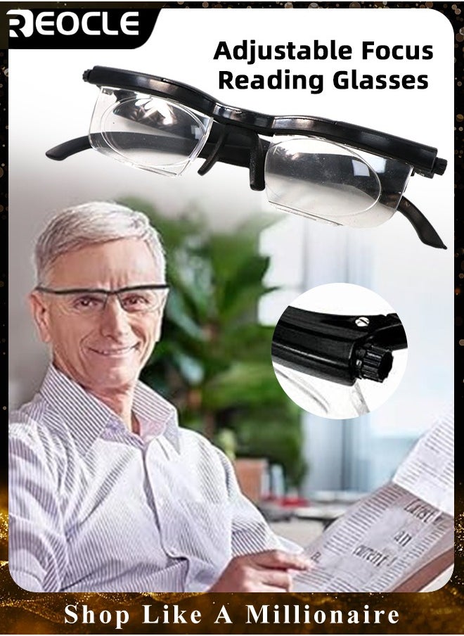 REOCLE Flex Focal Adjustable Glasses Focus Adjustable Glasses Dial Vision Eyeglasses Near and Far Sight for Men and Women  - Image 1