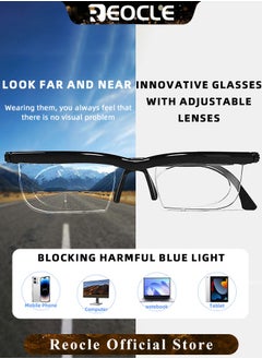 REOCLE Flex Focal Adjustable Glasses Focus Adjustable Glasses Dial Vision Eyeglasses Near and Far Sight for Men and Women  - Image 2