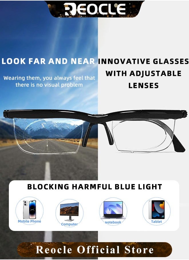 REOCLE Flex Focal Adjustable Glasses Focus Adjustable Glasses Dial Vision Eyeglasses Near and Far Sight for Men and Women  - Image 2
