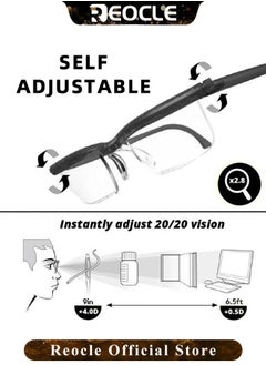 REOCLE Flex Focal Adjustable Glasses Focus Adjustable Glasses Dial Vision Eyeglasses Near and Far Sight for Men and Women  - Image 3