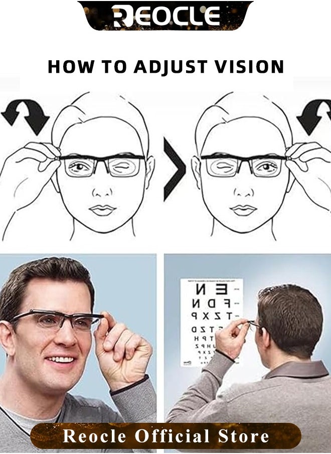 REOCLE Flex Focal Adjustable Glasses Focus Adjustable Glasses Dial Vision Eyeglasses Near and Far Sight for Men and Women  - Image 4