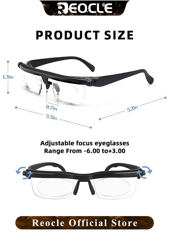 Flex Focal Adjustable Glasses Focus Adjustable Glasses Dial Vision Eyeglasses Near and Far Sight for Men and Women