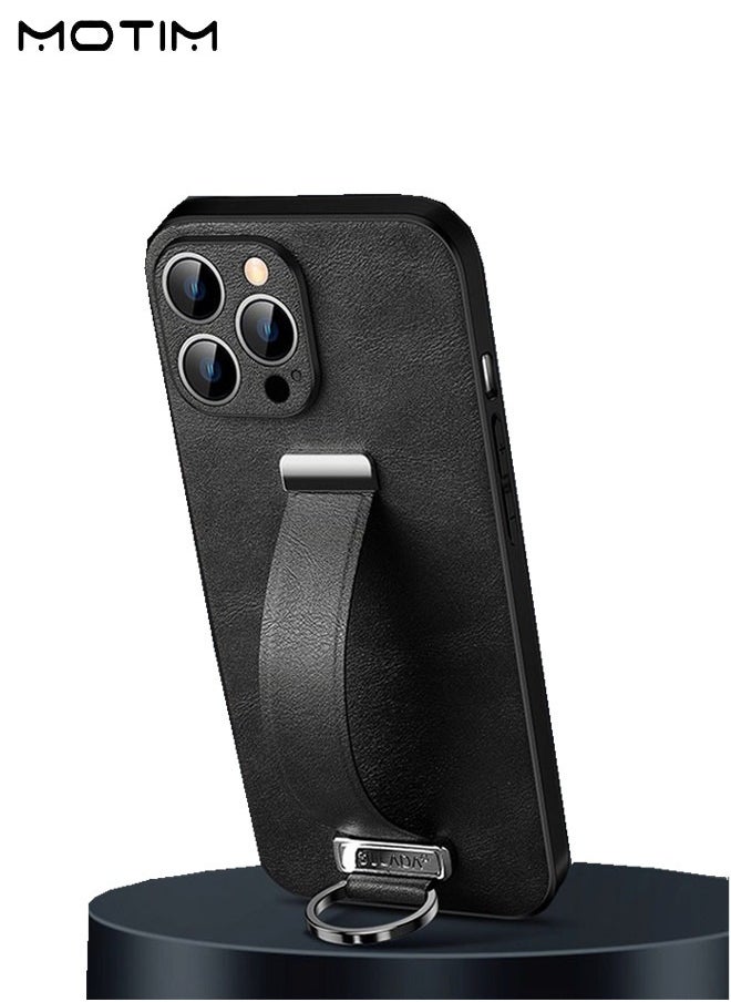 Motim - iPhone 14 Pro Max Case with Wrist Strap Stand, Leather Protective Case for iPhone 14 Pro Max 6.7" with Wrist Strap Holder, Elegant and Beautiful Design, Non-Slip Shockproof Cover - Image 1