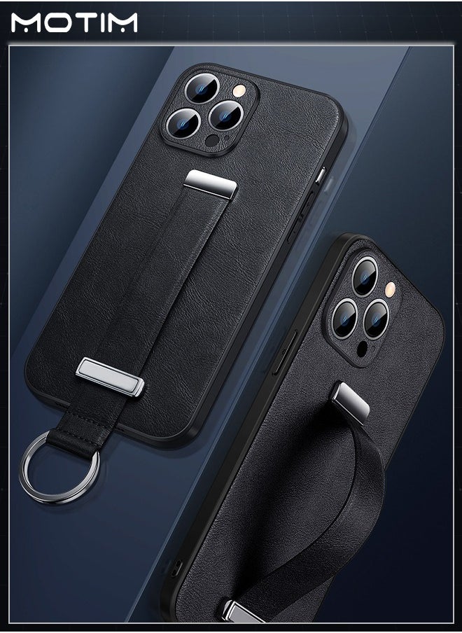 Motim - iPhone 14 Pro Max Case with Wrist Strap Stand, Leather Protective Case for iPhone 14 Pro Max 6.7" with Wrist Strap Holder, Elegant and Beautiful Design, Non-Slip Shockproof Cover - Image 1
