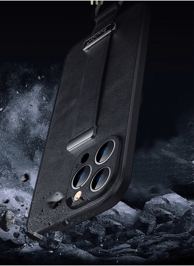 Motim - iPhone 14 Pro Max Case with Wrist Strap Stand, Leather Protective Case for iPhone 14 Pro Max 6.7" with Wrist Strap Holder, Elegant and Beautiful Design, Non-Slip Shockproof Cover - Image 1