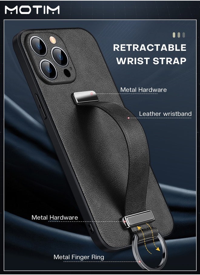 Motim - iPhone 14 Pro Max Case with Wrist Strap Stand, Leather Protective Case for iPhone 14 Pro Max 6.7" with Wrist Strap Holder, Elegant and Beautiful Design, Non-Slip Shockproof Cover - Image 1