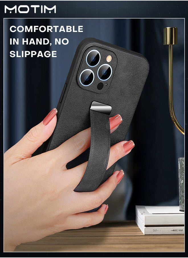 Motim - iPhone 14 Pro Max Case with Wrist Strap Stand, Leather Protective Case for iPhone 14 Pro Max 6.7" with Wrist Strap Holder, Elegant and Beautiful Design, Non-Slip Shockproof Cover - Image 1