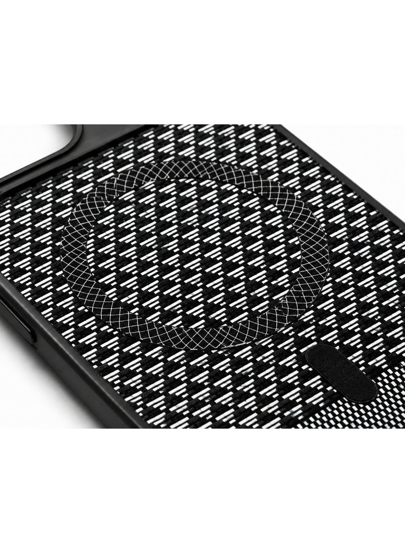 Cmax Premium MagSafe Protective Case with Raised Camera Guard and Woven Texture Design for iPhone 17 Pro Max - Black/White - Image 2