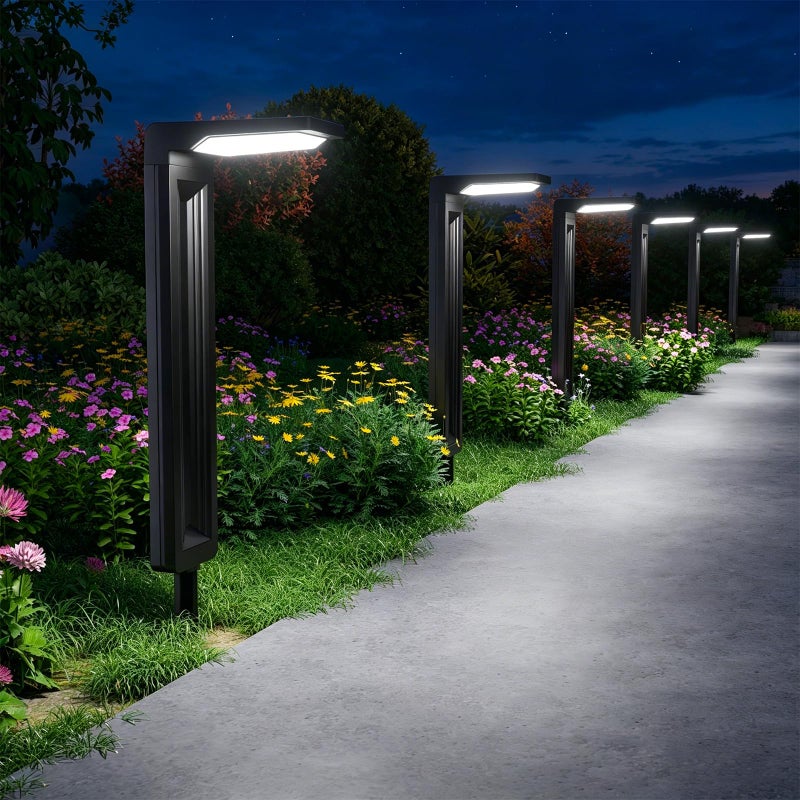 FALOVE 6 Pack Solar Powered Pathway Lights Outdoor Waterproof 30 LED Bright Walkway Landscape Lamp for Outside Path Driveway Sidewalk Yard Lawn Garden Trail Modern Design and 2 Modes Cool White - Image 2