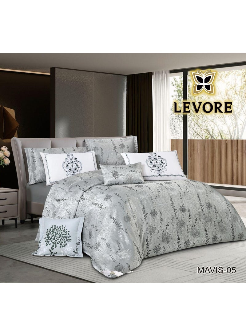 ليفور مفرش العيدنفرين من نسيج الجاكار مبطن قطن  -8 قطع