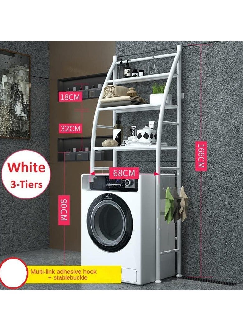 سي او أرماء رف تخزين فوق الغسالة من 3 طبقات، رف حمام متعدد الاستخدامات قابل للتعديل يوضع فوق الغسالة، وحدة قائمة موفرة للمساحة - Image 3