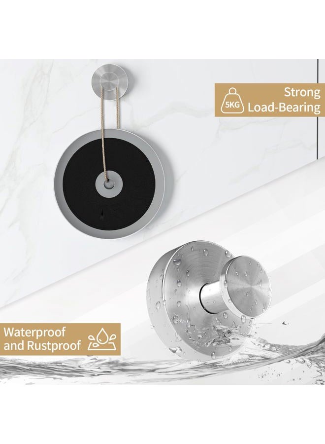 STWWO Suction Cup Hooks for Shower, Heavy Duty Towel Hooks for Walls No Damage, Modern Shower Suction Hooks for Kitchen Bathroom Wall, Glass, Mirror, Tile, Hanging Towels Robes, Brushed Nickel (2 Pack) - Image 4