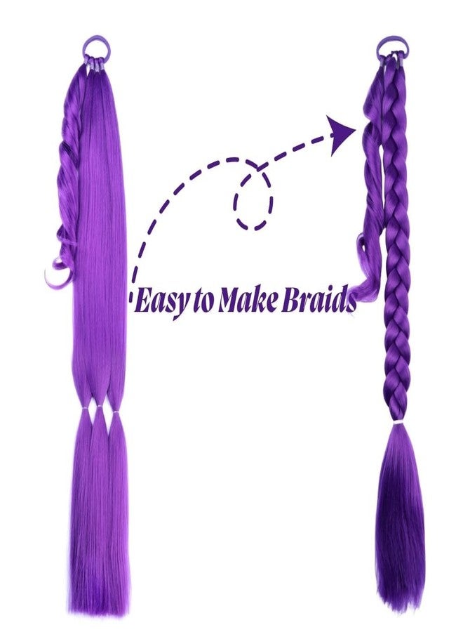 سكويشي وصلات شعر بنفسجية، شعر مستعار، لون شعر بنفسجي - مجموعة تصفيف متعددة الاستخدامات مع قطع شعر مؤقتة ووصلات شعر للمناسبات الخاصة بالأزياء والأزياء التنكرية - Image 4