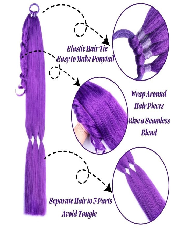 سكويشي وصلات شعر بنفسجية، شعر مستعار، لون شعر بنفسجي - مجموعة تصفيف متعددة الاستخدامات مع قطع شعر مؤقتة ووصلات شعر للمناسبات الخاصة بالأزياء والأزياء التنكرية - Image 3