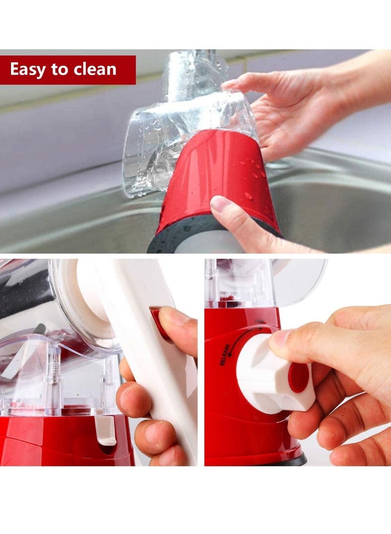 JIHAM Food Chopper Stainless Steel Manual Grater Chilli Nuts And Vegetable Grater Vegetable Chopper Cheese Grater Hand Crank Cheese Shredder For Fresh Cheese Red - Image 3