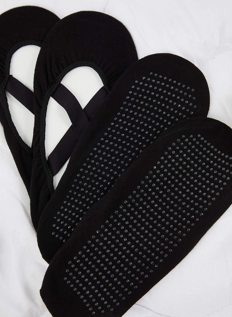 trendyol Black 2Pack Cotton NonSlip Yoga/Pilates Knitted Socks - Image 3