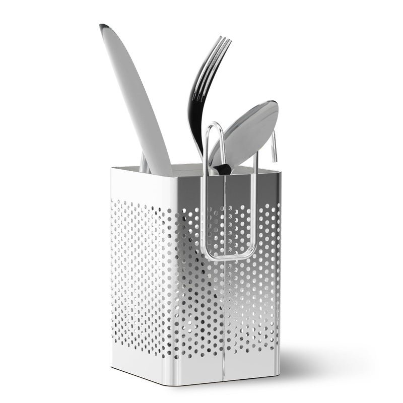 Dishwasher Chopstick Basket  275 x 275 x 393 Stainless Steel Utensil Holder  RustResistant Perforated Caddy with Hooks for Organizing Chopsticks Straws Teaspoons and Small Kitchen Tools
