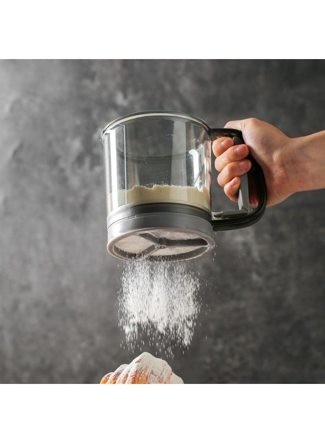 Flour Sieve Hand-held Semi-automatic Filter Flour Artifact Baking Special Sieve Household Kitchen Ultra-fine Filter Cup Mesh-Specifications:Semi-automatic Flour Sifter (double Layer)-PP Bag  - Image 3