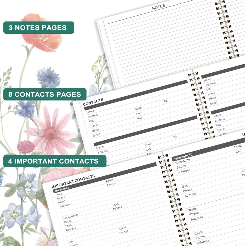 Planrage 2026-2029 Monthly Planner - 3 year planner 2026-2029, Jul. 2026 - Jun. 2029, 3 Year Calendar 2026-2027-2028 monthly planner, 9" x 11", 36 Month Calendar with Colourful Tabs + Back Pocket - Flowers - Image 4