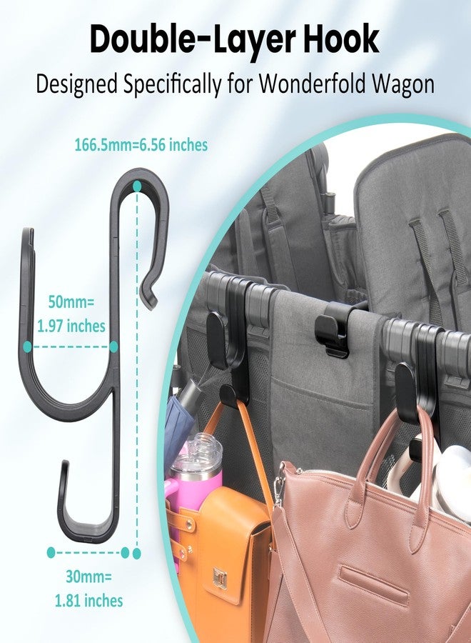 Viotiin Stroller Hooks for Wonderfold Wagon W2&W4, Double-Layer Multipurpose Side Hook, Space-Saving for Hanging Balance Bikes & Everything, Durable Plastic Wagon Accessories, 40kg Sturdy Load-Bearing (4PCS) - Image 2