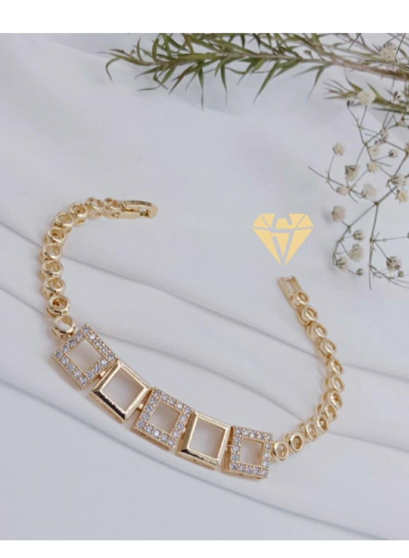 RA accessories Women Bracelet Of Chinese Gold With Lobes - Rust Resistant - Image 1