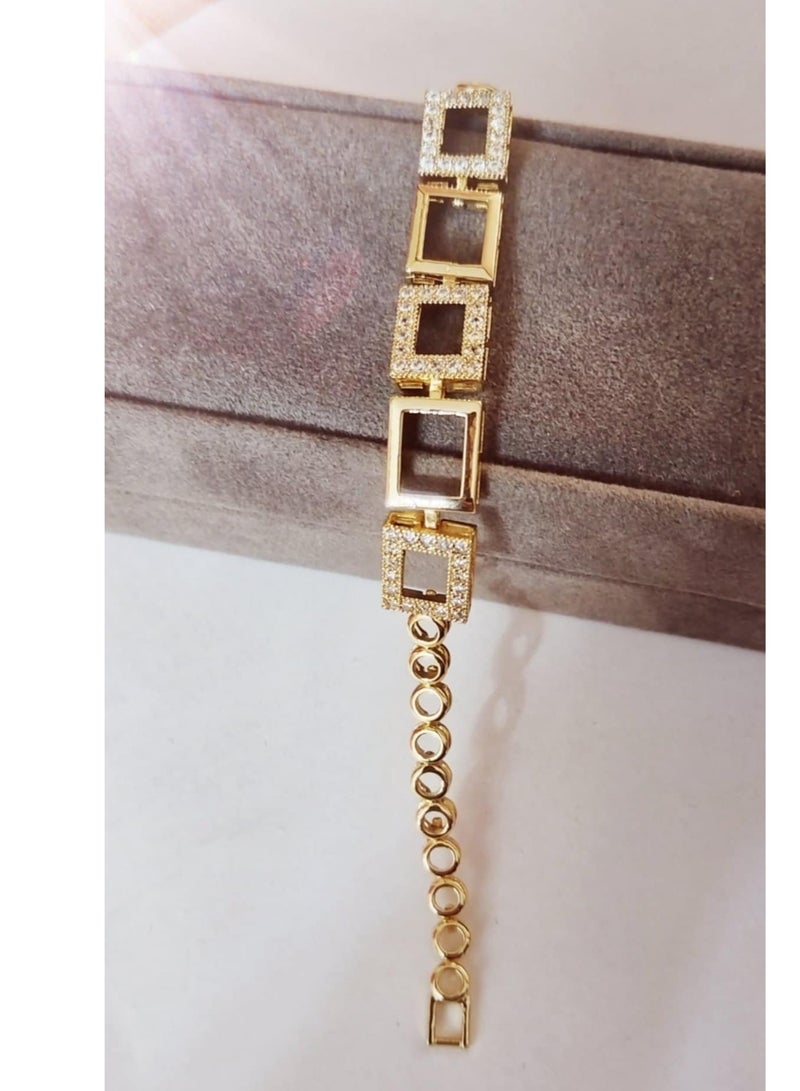 RA accessories Women Bracelet Of Chinese Gold With Lobes - Rust Resistant - Image 2