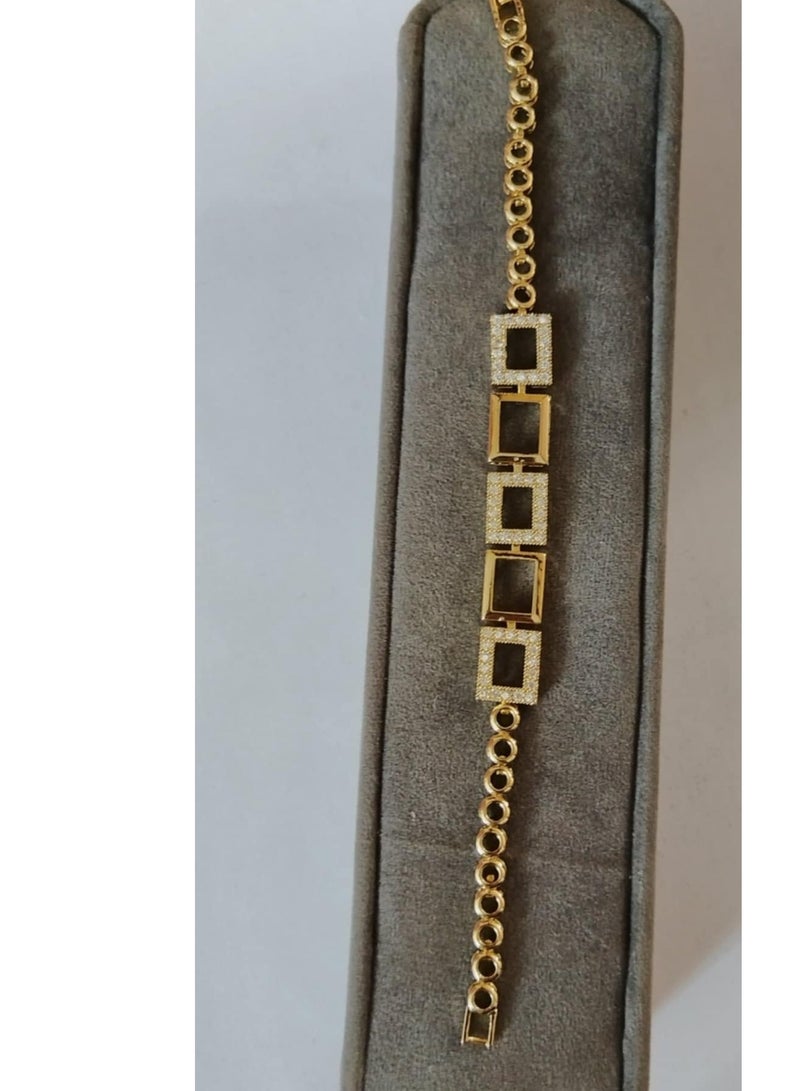 RA accessories Women Bracelet Of Chinese Gold With Lobes - Rust Resistant - Image 3