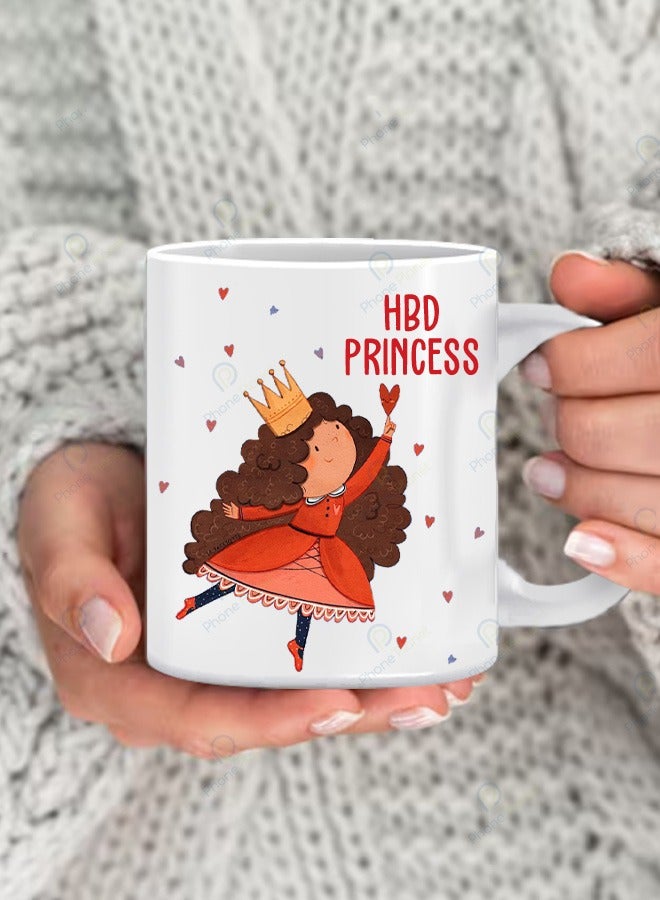 Distinctive princess print tea and coffee mug with a multicolour comfortable handle
