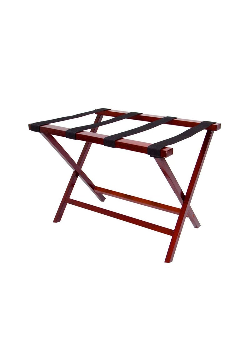 Generic - Foldable Wood Luggage Rack, High Quality Luggage Rack for Guest Room Bedroom Hotel, Black Straps - Image 1