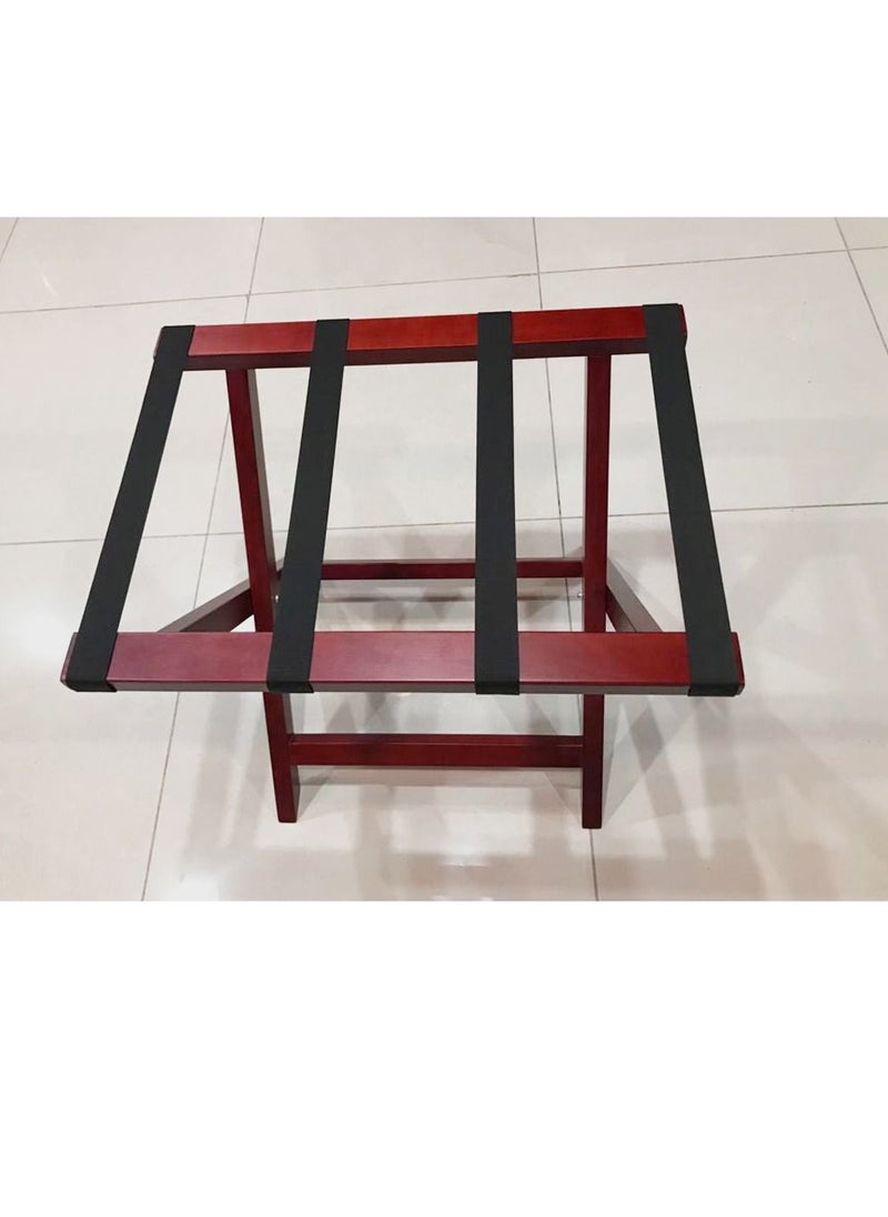 Generic - Foldable Wood Luggage Rack, High Quality Luggage Rack for Guest Room Bedroom Hotel, Black Straps - Image 1
