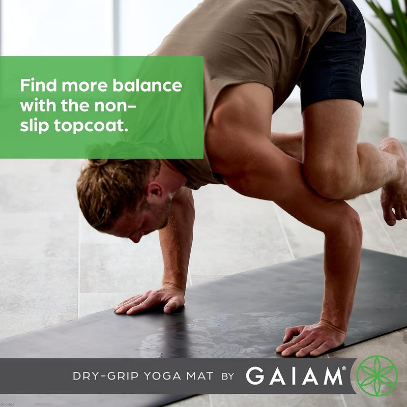 Gaiam DryGrip Yoga Mat  5mm Thick NonSlip Exercise  Fitness Mat for Standard or Hot Yoga Pilates and Floor Workouts  Cushioned Support NonSlip Coat  68 x 24 Inches - Image 5