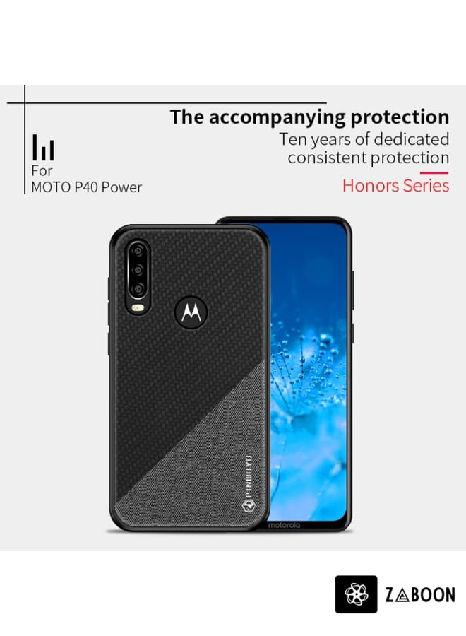 Zaboon PINWUYO Hong Series Anti-fall TPU+ Chemical Fiber Cloth Protective Cover Protective Case Cover For Moto P40 power - Image 2