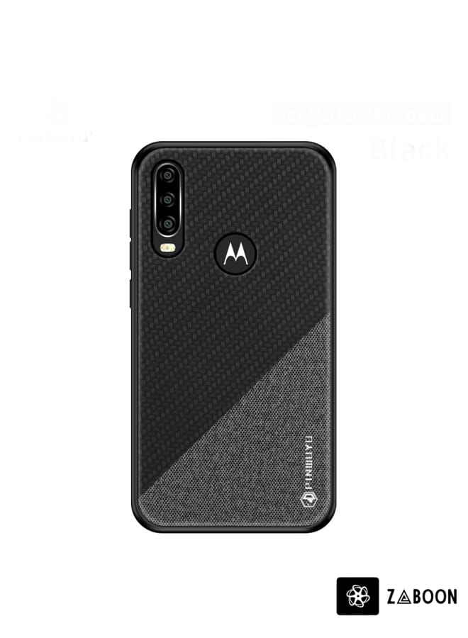 Zaboon PINWUYO Hong Series Anti-fall TPU+ Chemical Fiber Cloth Protective Cover Protective Case Cover For Moto P40 power - Image 1