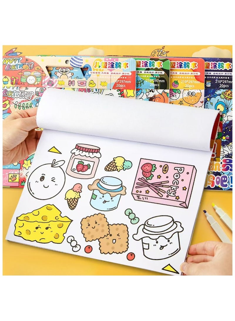 Children's Doodle Book – 20 Pages for Coloring and Drawing, Movable and Reusable, Wall Stickable, Thick Paper for Art Fill-In; Perfect for School, Students, Stationery, and Learning Supplies - Image 3