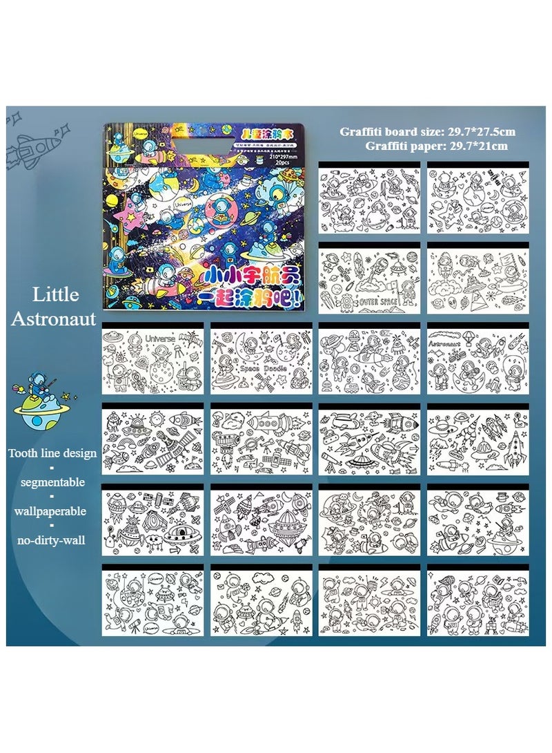 Children's Doodle Book – 20 Pages for Coloring and Drawing, Movable and Reusable, Wall Stickable, Thick Paper for Art Fill-In; Perfect for School, Students, Stationery, and Learning Supplies - Image 5