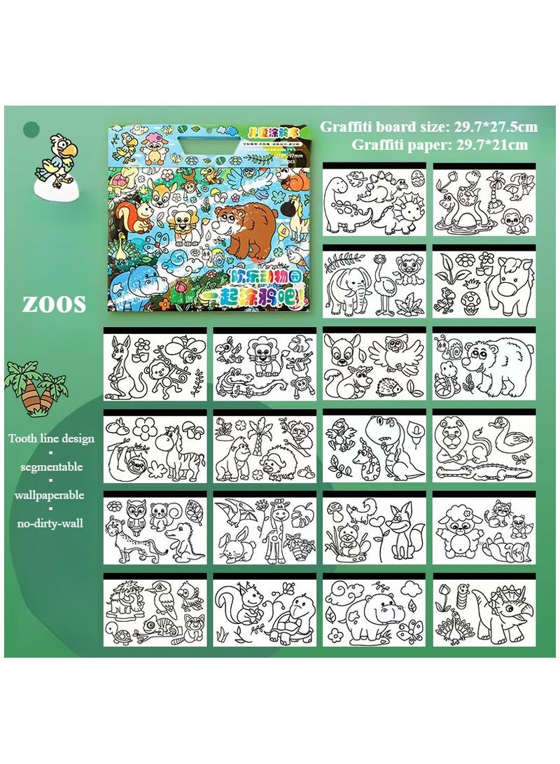 Children's Doodle Book – 20 Pages for Coloring and Drawing, Movable and Reusable, Wall Stickable, Thick Paper for Art Fill-In; Perfect for School, Students, Stationery, and Learning Supplies - Image 4