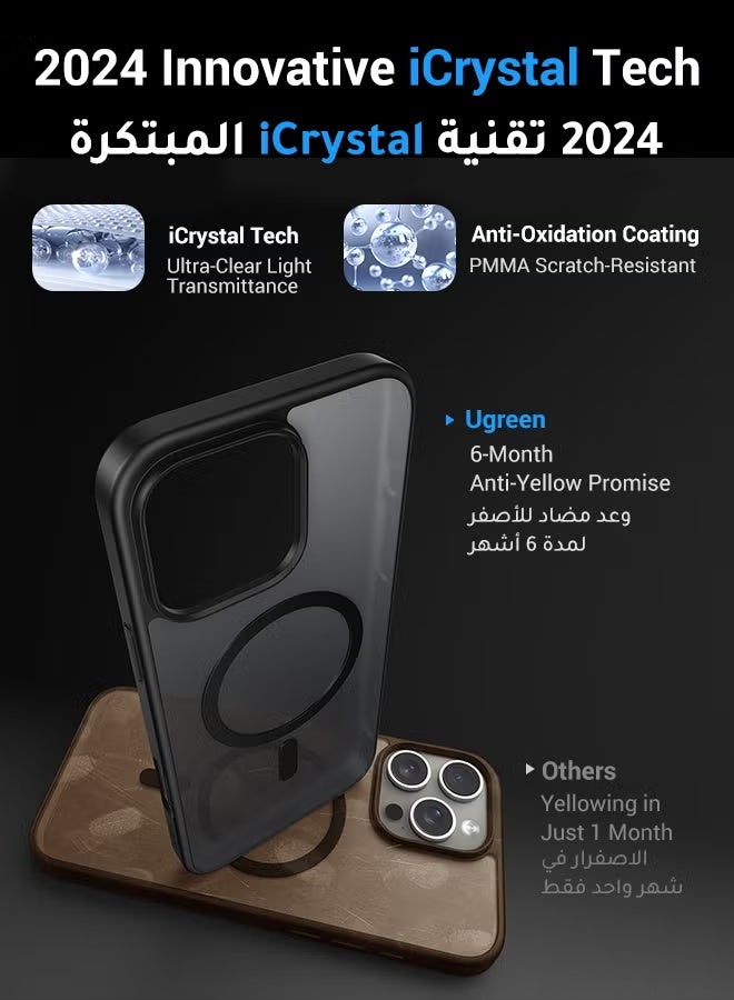 كارنييل جراب iPhone 16 Pro Max متوافق مع MagSafe، غطاء مغناطيسي قوي أسود غير لامع بدرجة عسكرية مقاوم للصدمات مع وسائد هوائية مدمجة في الزوايا، جراب واقٍ نحيف مضاد للبصمات - Image 3