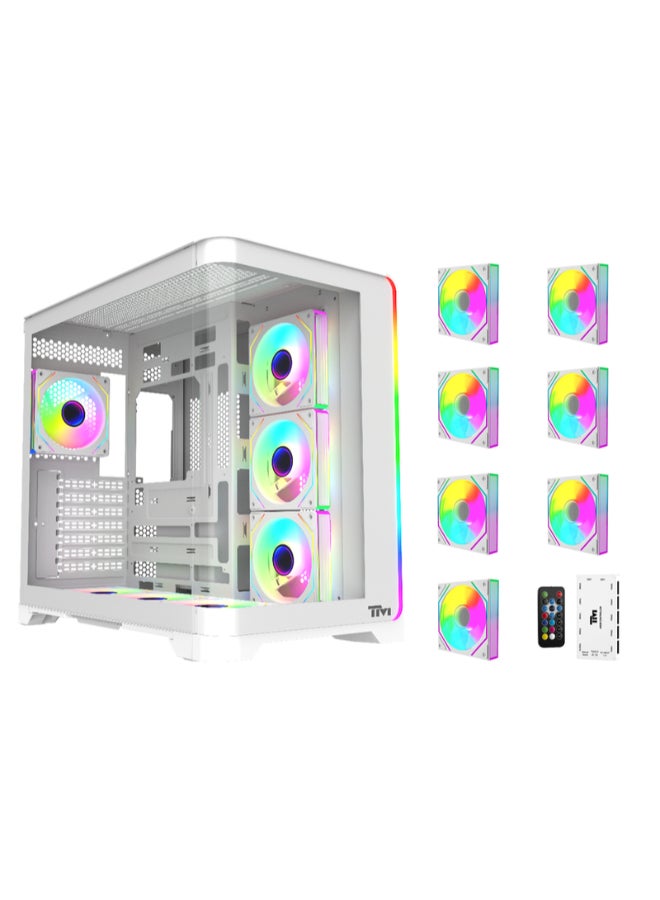 TWISTED MINDS Gaming Case, FLUX Mid Tower, Tempered Glass Side Panel, ATX / M-ATX / Mini-ITX Support, High Airflow Gaming PC Case | TM-FLUX-W white - Image 1