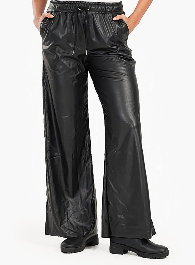 Carina Leather Pants with Elastic Waist - Image 1