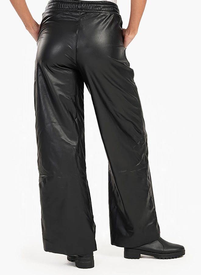 Carina Leather Pants with Elastic Waist - Image 3